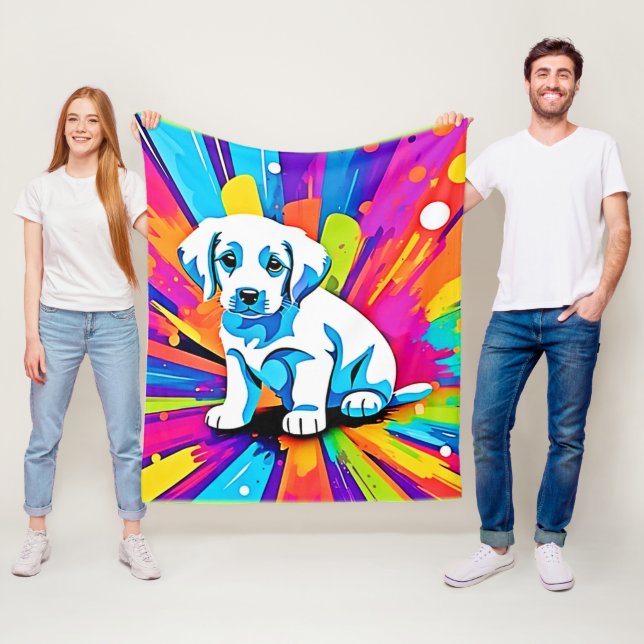 Vibrant Hund Artwork Fleecefilt (På plats)