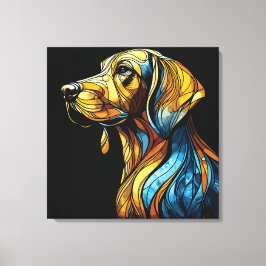 Vibrant Hund Reverie - Glaskontur bestående av gla Canvastryck