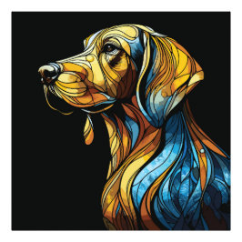 Vibrant Hund Reverie - Glaskontur bestående av gla Fototryck