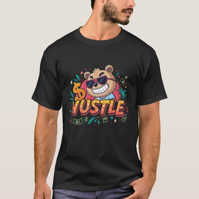 Vibrant Hustler Bear Graphic Tee (Framsida)
