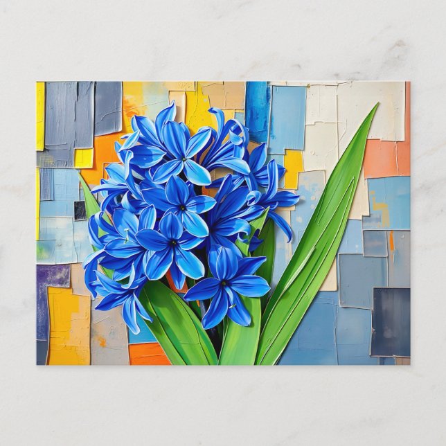 Vibrant Hyacint i Modern Abstrakt Stil Helg Vykort (Framsida)