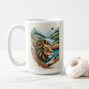 Vibrant Hybrid Lejon Illustration Wildlife Kaffemugg