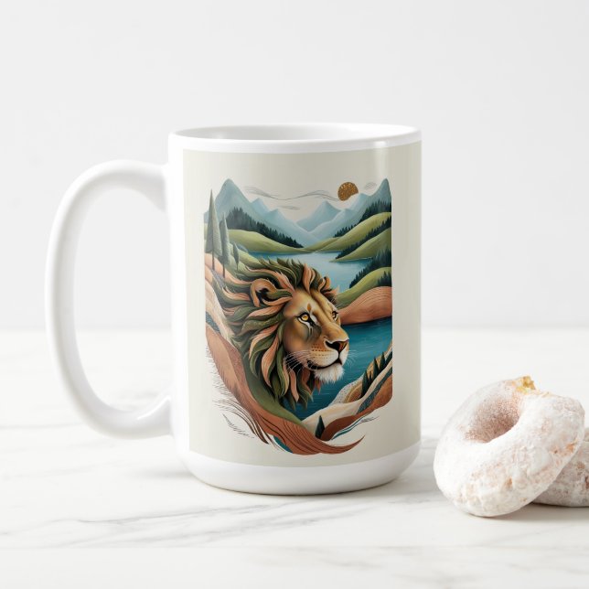Vibrant Hybrid Lejon Illustration Wildlife Kaffemugg (Med munk)