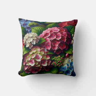 ’Vibrant Hydrangeas with Dew’ Kudde