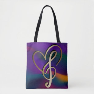 Vibrant I Kärlek Heart Guld Music Note Tygkasse