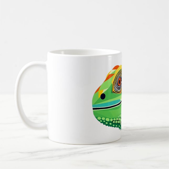 Vibrant Iguana Head i Grönt Spectrum Kaffemugg (Vänster)