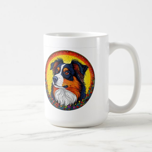 Vibrant Illustrated Porträtt i ett Hund Kaffemugg (Höger)