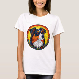 Vibrant Illustrated Porträtt i ett Hund T Shirt