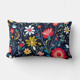 Vibrant Indie Blommönster Pillow Lumbarkudde