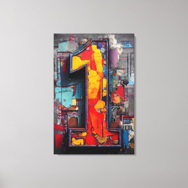 Vibrant Industrial Graffiti Number One Canvastryck (Framsida)