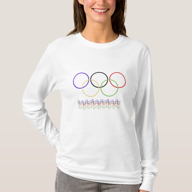 Vibrant Interlocking Rings & Wavy Lines Sportswear T Shirt (Framsida)