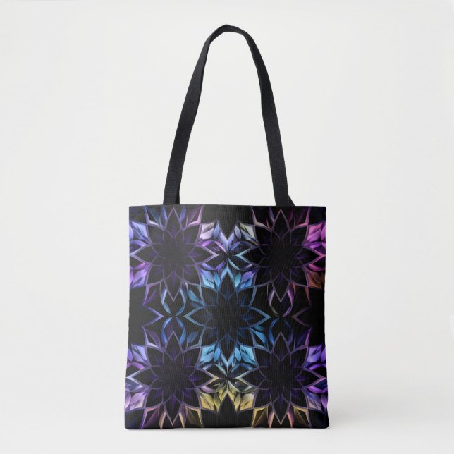 Vibrant Iridescent Geometric Tote Bag Tygkasse (Framsida)