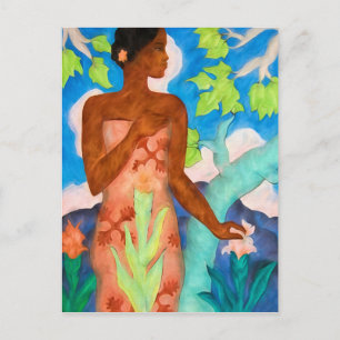 Vibrant Island Hues och Polynesien Woman Vykort