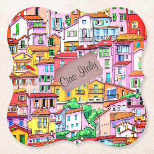Vibrant Italienska Facade Underlägg Papper