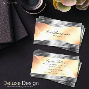 Vibrant Ivory Peach med Silver Gräns Sumptuous Visitkort