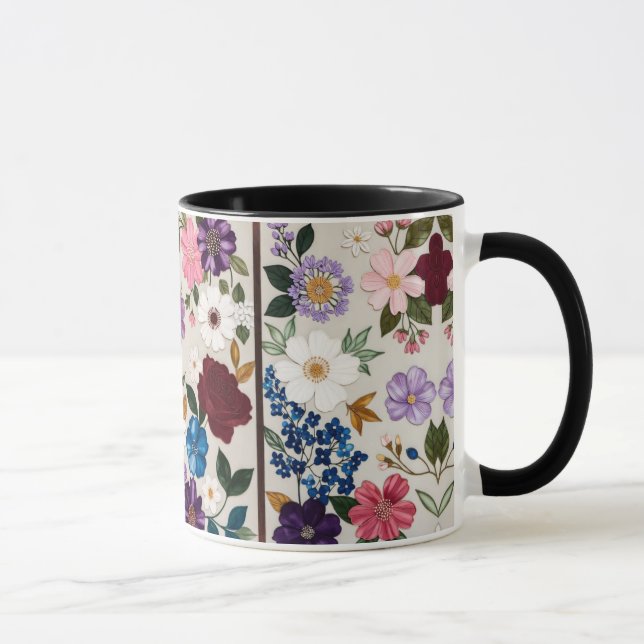 Vibrant Jewel-Toned Floral Symphony Mugg (Höger)