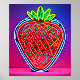 Vibrant jordgubbe Neon! Poster