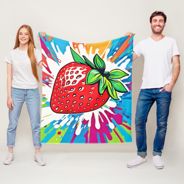 Vibrant jordgubbsverk fleecefilt (På plats)