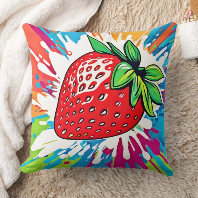 Vibrant jordgubbsverk kudde (Filt)