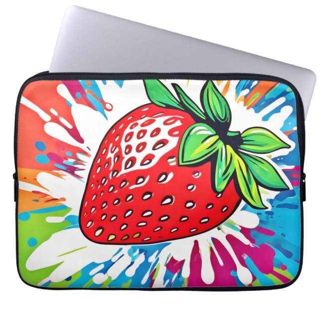 Vibrant jordgubbsverk laptop fodral (Framsidan)