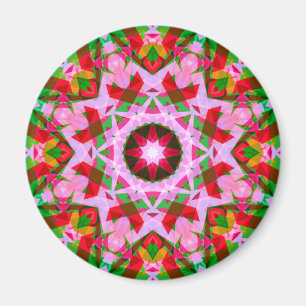 Vibrant Jul Rosa Red Grönt Festive Star Magnet