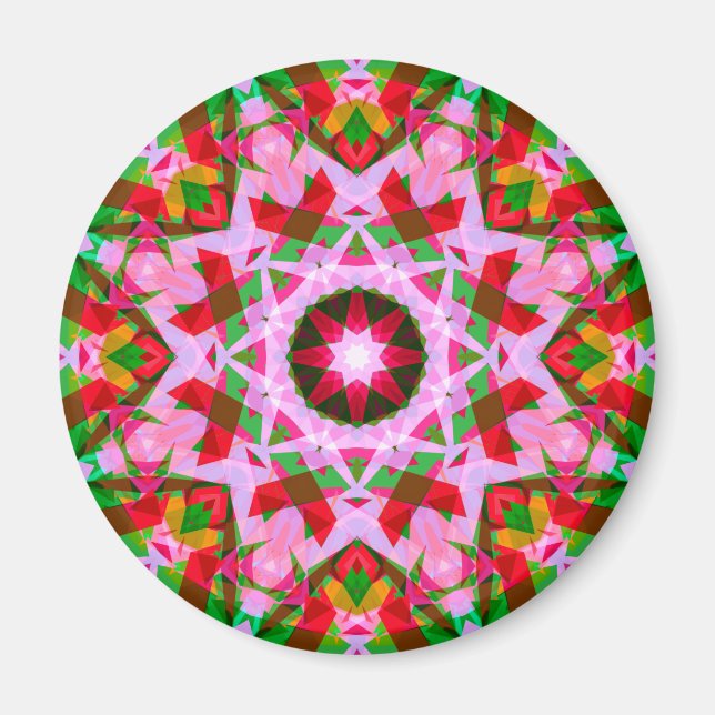 Vibrant Jul Rosa Red Grönt Festive Star Magnet (Framsidan)