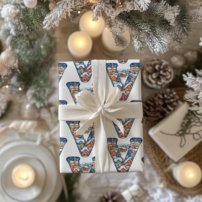 Vibrant Julbyn Brev V Jul Presentpapper (Skapare uppladdad)