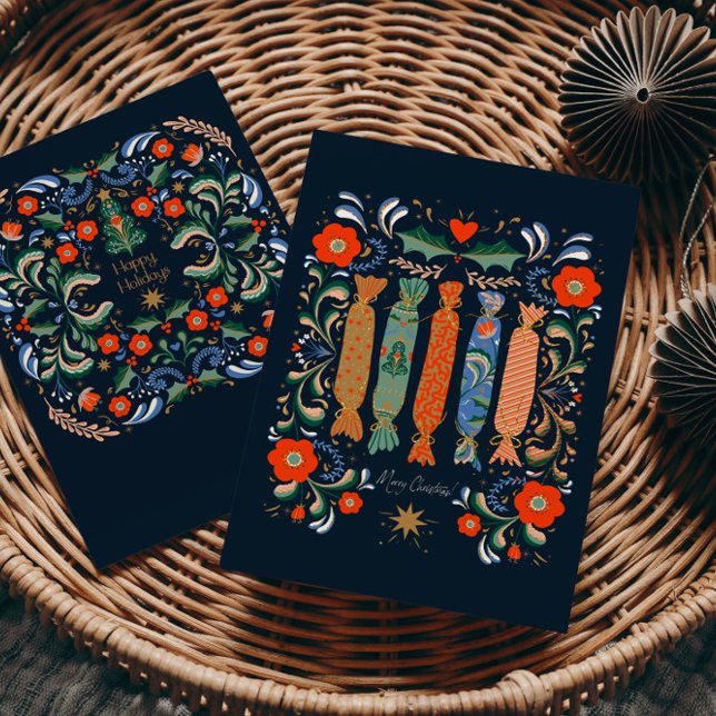 Vibrant julklapp med nuvarande julklapp vykort (Skapare uppladdad)