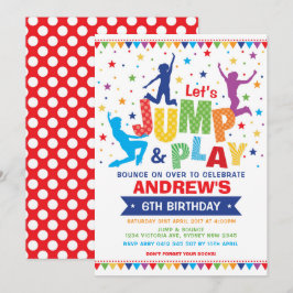 Vibrant jump Bump Play Birthday Trampoline Party Inbjudningar