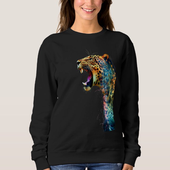 Vibrant Jungle Majesty Leopard T Shirt (Framsida)