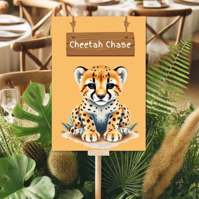 Vibrant Jungle Safari Cheetah Bord Sign Bordsnummer (Skapare uppladdad)