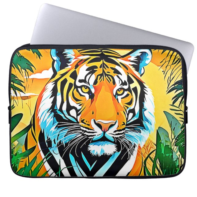 Vibrant Jungle Tiger Art Design Laptop Fodral (Framsidan)