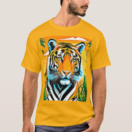 Vibrant Jungle Tiger Art Design T Shirt