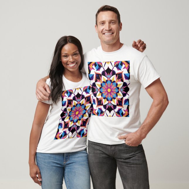 Vibrant Kaleidoscope Mandala Pattern T Shirt (Unisex)