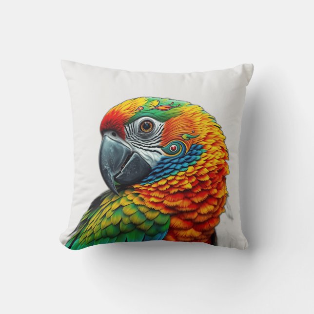 Vibrant Kaleidoscopic Parrot Mönster Kudde (Framsida)