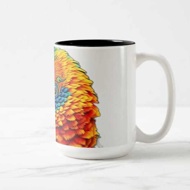 Vibrant Kaleidoscopic Parrot Mönster Två-Tonad Mugg (Höger)