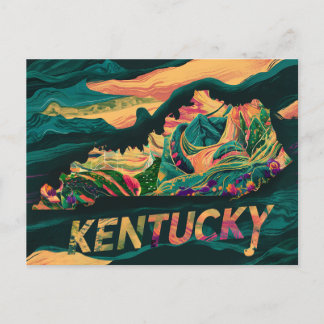 Vibrant Kentucky Karta Art Vykort