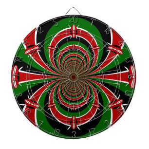 Vibrant Kenya Vision: Mirrored Kenyan Flagga Art Darttavla