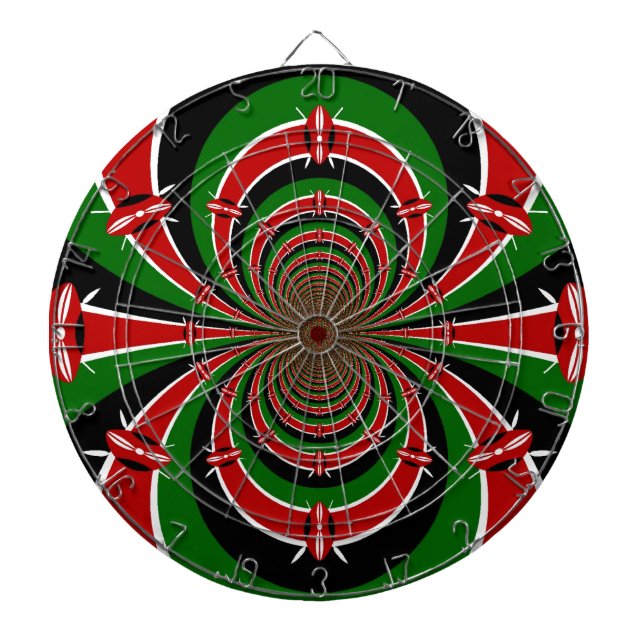 Vibrant Kenya Vision: Mirrored Kenyan Flagga Art Darttavla (Framsidan)