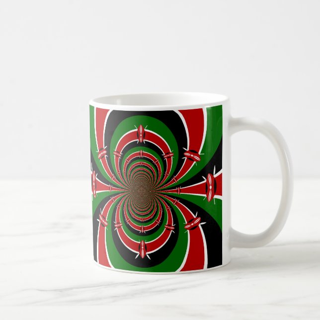Vibrant Kenya Vision: Mirrored Kenyan Flagga Art Kaffemugg (Höger)