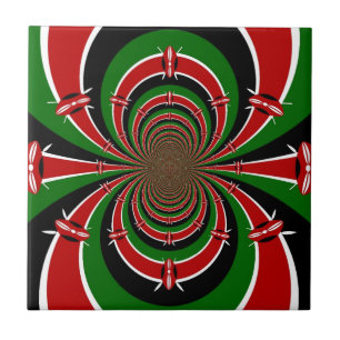 Vibrant Kenya Vision: Mirrored Kenyan Flagga Art Kakelplatta