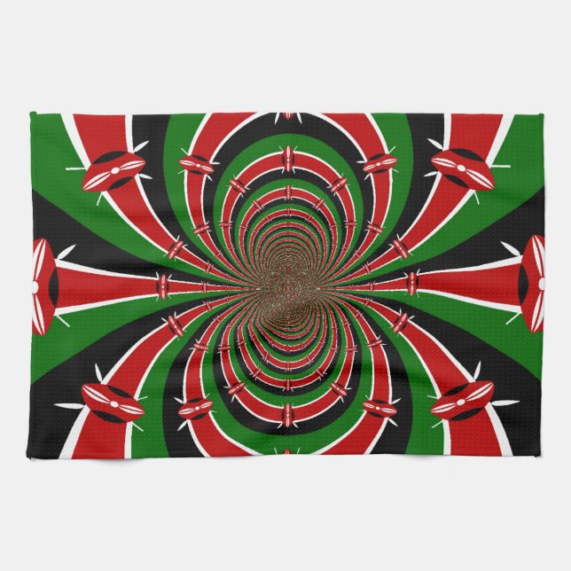 Vibrant Kenya Vision: Mirrored Kenyan Flagga Art Kökshandduk (Horisontell)