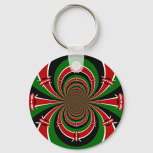 Vibrant Kenya Vision: Mirrored Kenyan Flagga Art Nyckelring