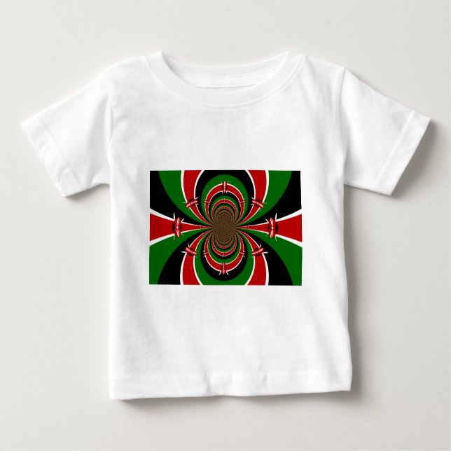 Vibrant Kenya Vision: Mirrored Kenyan Flagga Art Tee (Framsida)