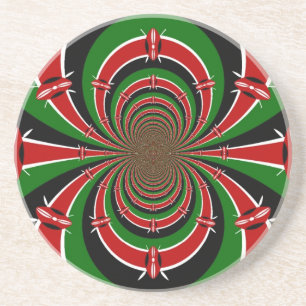 Vibrant Kenya Vision: Mirrored Kenyan Flagga Art Underlägg Sandsten