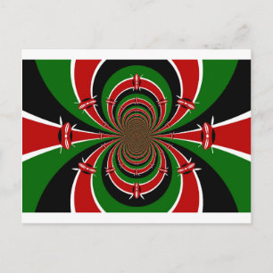 Vibrant Kenya Vision: Mirrored Kenyan Flagga Art Vykort