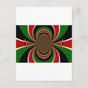 Vibrant Kenya Vision: Mirrored Kenyan Flagga Art Vykort