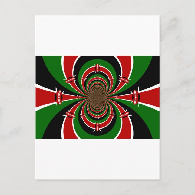 Vibrant Kenya Vision: Mirrored Kenyan Flagga Art Vykort (Framsida)