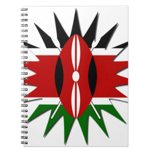 Vibrant Kenyan Flagga: An 18-Star Art Anteckningsbok Med Spiral