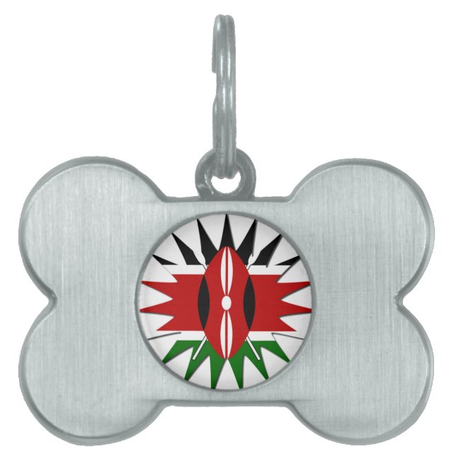 Vibrant Kenyan Flagga: An 18-Star Art ID-bricka Husdjur (Framsidan)